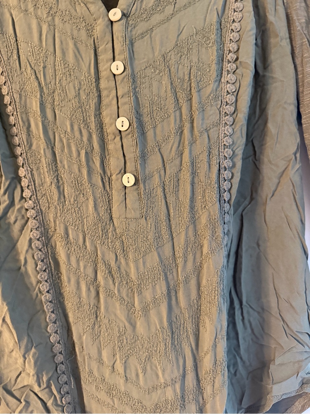 Democracy Olive Green Women's Blouse - Picture 3 of 4